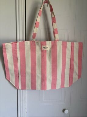 Sezane NWOT Pink and Cream Striped Canvas Tote